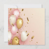 Roze Gouden Ballonnen Verjaardag Kaart (Achterkant)