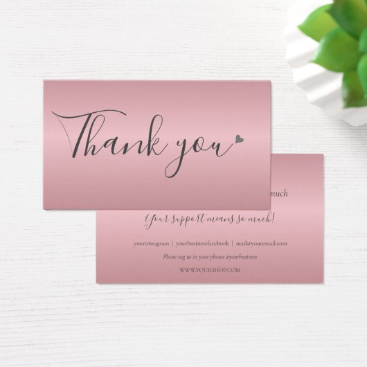 Roze Gouden Bedankt Voor Winkelen Kortingkaart Visitekaartje (Bureau)