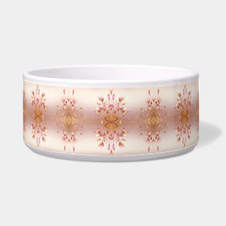 Roze Gouden Bladeren Bloemen Keramische Pet Bowl Voerbakje