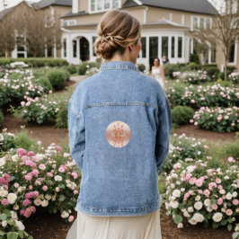 Roze gouden bladeren bloemenbruid denim jas denim jacket