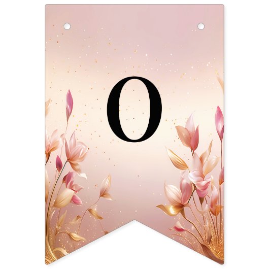 Roze gouden bladeren bloemenbunting vlag vlaggetjes (Tweede vlag)