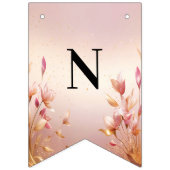 Roze gouden bladeren bloemenbunting vlag vlaggetjes (Derde vlag)