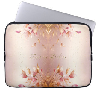 Roze gouden bladeren bloemenlaptop mouw laptop sleeve