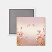 Roze gouden bladeren bloemenmagneet magneet (Voorkant / Achterkant)
