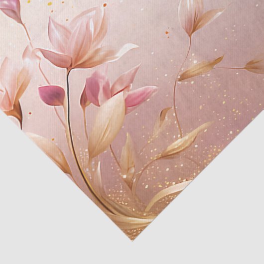 Roze gouden bladeren bloemenweefsel papier (Detail)