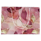 Roze Gouden Bladeren Bruidsdouche Groot Cadeauzakje (Achterkant)