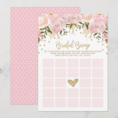 Roze Gouden Bloem Bruids Bruiloft BINGO Spel (Voorkant / Achterkant)