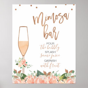 Roze Gouden Bloem Bruidsdouche Mimosa Bar Bord Poster