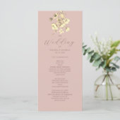 Roze Gouden Bloem Bruiloftsprogramma Programma (Staand voorkant)