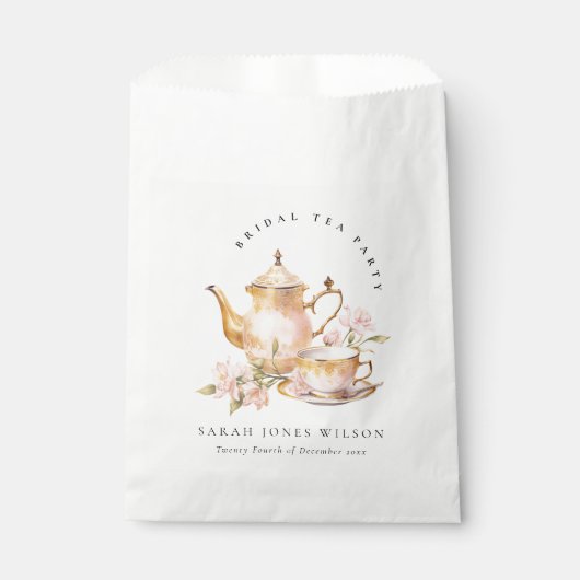 Roze Gouden Bloem Theeset Bruiloft Thee Feest Bedankzakje (Voorkant)