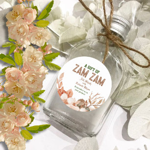 Roze Gouden Bloem Zam Zam cadeau Ronde Sticker