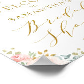 Roze Gouden Bloemale Bruiloftswelkom Poster (Hoek)