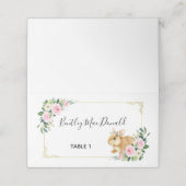 Roze & Gouden Bloemen Bunny Konijn Pasen (Buitenkant ongevouwen)