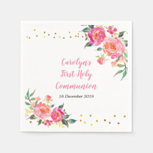 Roze Gouden Bloemen Cocktail Papier Servetten