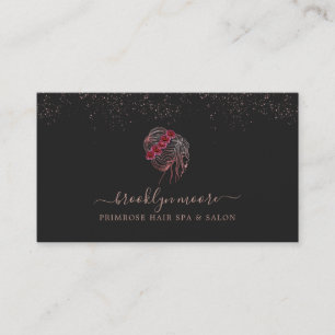 Roze Gouden Bloemen Logo Kapper   Elegant Visitekaartje