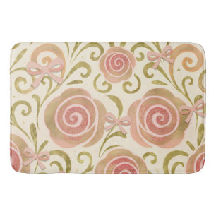 Roze & Gouden Bloemen met Strikken Prinsessen Roze Badmat