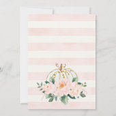 Roze Gouden Bloemen Pompoen Baby shower Uitnodigin Kaart (Achterkant)
