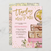 Roze & Gouden Bloemen Reizen Vrijgezellenfeest Kaart (Voorkant / Achterkant)