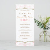 Roze & Gouden Bloemen Trouwprogramma Programma (Staand voorkant)