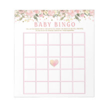 Roze Gouden Bloemige Baby Shower Bingo Spelkaarten