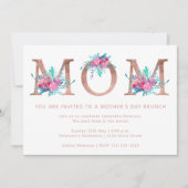 Roze gouden bloemige letter Moeder verjaardag blus Kaart (Voorkant)