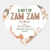 Roze Gouden Bloemige Zam Zam cadeau Hart Sticker (Voorkant)