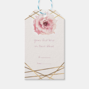 Roze & Gouden Bloemrijke Glam Bruiloft Feest Favor Cadeaulabel
