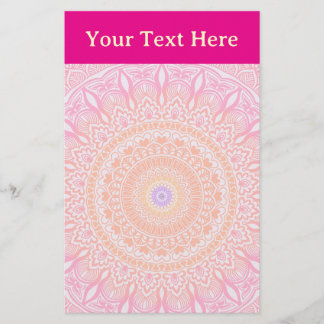 Roze Gouden Bloemrijke Mandala Gepersonaliseerde N Briefpapier
