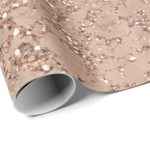 Roze Gouden Blos Roze Glam Glitter Crackle Chic Cadeaupapier