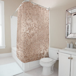 Roze Gouden Blos Roze Glam Glitter Crackle Chic Douchegordijn