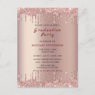 Roze Gouden Blush Druppels Uw Afstudeerfeest Uitno Briefkaart