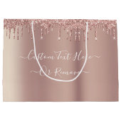 Roze Gouden Blush Glitter Aangepaste Tekst Cadeau  Groot Cadeauzakje (Achterkant)