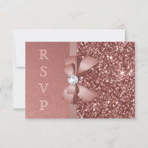 Roze Gouden Blush Glitter Boog RSVP Kaartje