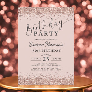 Roze Gouden Blush Glitter Elke Leeftijd 80ste Verj Kaart