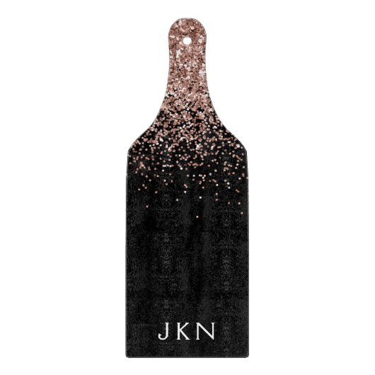 Roze Gouden Blush Roze Glitter Monogram Initiaal Snijplank (Voorkant)