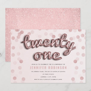 Roze Gouden Blush Roze Glitters 21e Verjaardag Kaart
