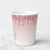 Roze Gouden Blush Roze Glitters en Glans Monogram Papieren Bekers (Links)