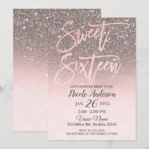 Roze Gouden Blush Roze Glitters Glans Glam Sweet 1 Kaart