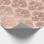 Roze Gouden Blush Roze Moderne Glam Damast Cadeaupapier (Hoek)