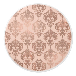 Roze Gouden Blush Roze Moderne Glam Damast Keramische Knop