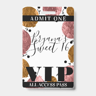 Roze Gouden Bronzen Ballonnen Sweet 16 Feest VIP P Badge