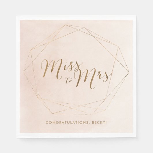 Roze gouden bruidsfeest servetten voor mevrouw Pin (Voorkant)