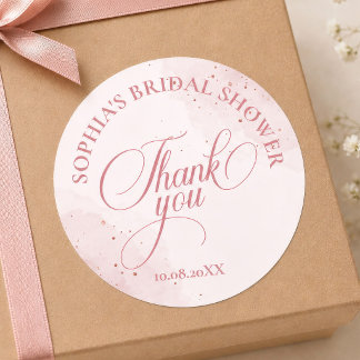 Roze Gouden Bruiloft Feest Ronde Sticker