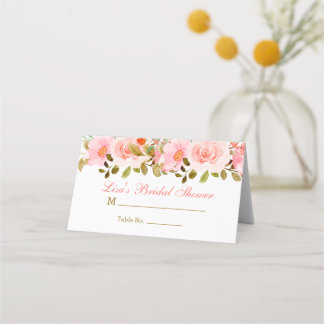 Roze Gouden Bruiloftsfeest Vouw Plaatskaart