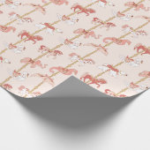 Roze & Gouden Carrousel Dieren Cadeau Cadeaupapier (Hoek)