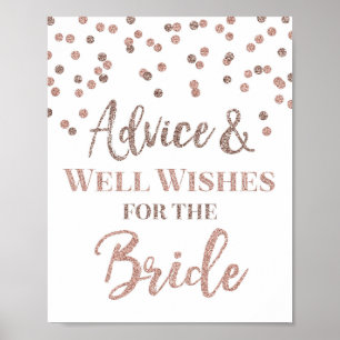 Roze Gouden Confetti Advies voor de Bruid Bord Poster