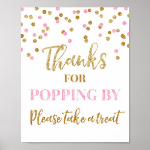 Roze Gouden Confetti Bedankt voor het Langskomen B Poster