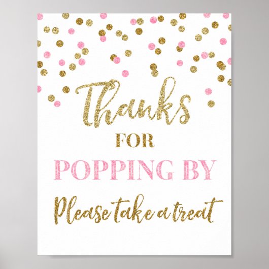 Roze Gouden Confetti Bedankt voor het langskomen b Poster (Voorkant)