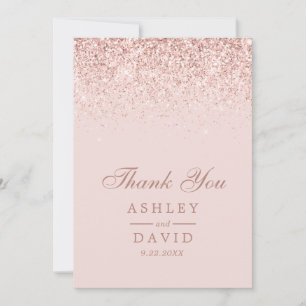 Roze Gouden Confetti Blush Roze Moderne Trouw Bedankkaart