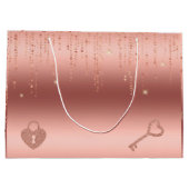 Roze Gouden Confetti Bruidsfeest Groot Cadeauzakje (Achterkant)